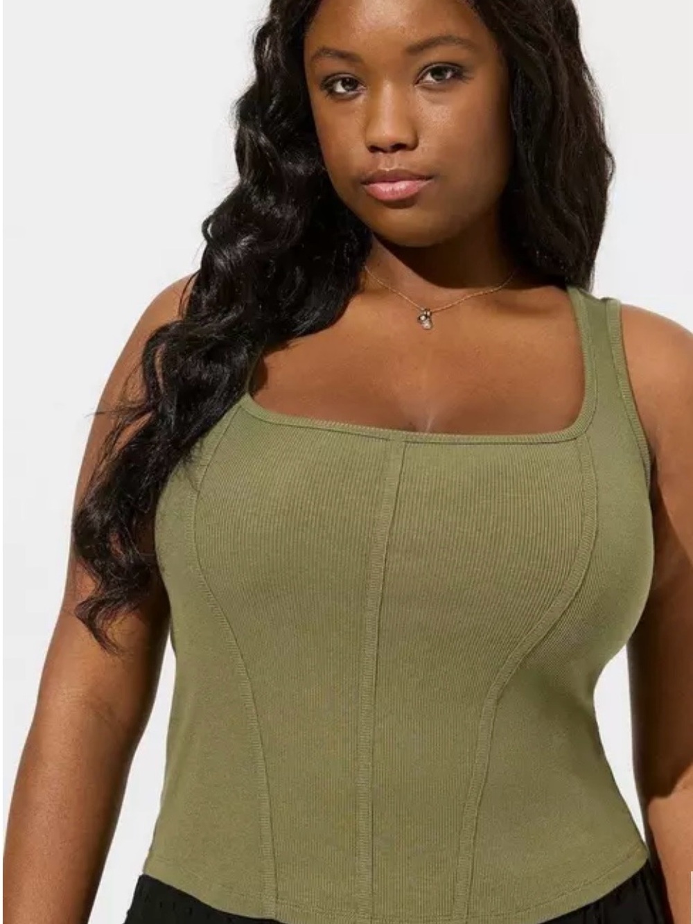 torrid Olive Green Ribbed Tank Top